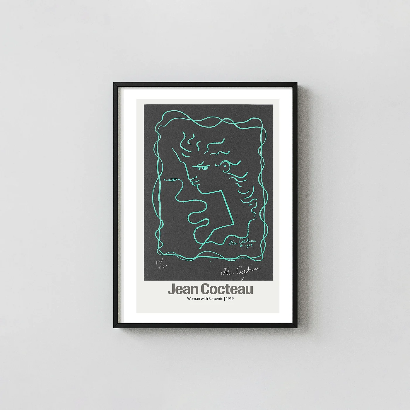 Jean Cocteau art print Authentic 1959 Woman with Serpente - fine art poster print