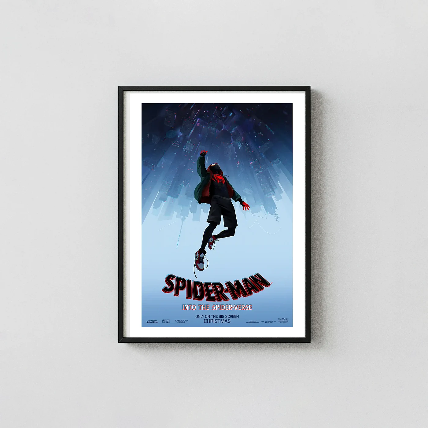 Spider-Man: Into The Spider-Verse Movie Poster – Miles Morales Poster: Modern Superhero Wall Animation and Anime Posters xe2x80x93 Portrait Frame Wall Art Mockup | MerchFuse