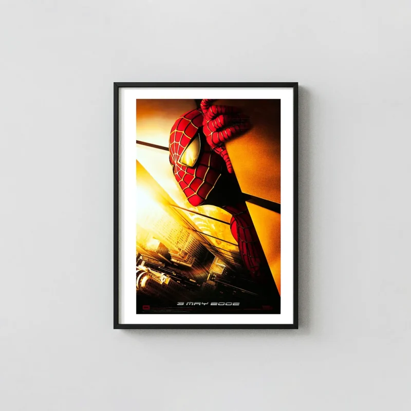 Spider-Man (2002) Movie Poster – 2001 Teaser Poster: Modern Superhero Wall Action & Adventure Movie Posters xe2x80x93 Portrait Frame Wall Art Mockup | MerchFuse