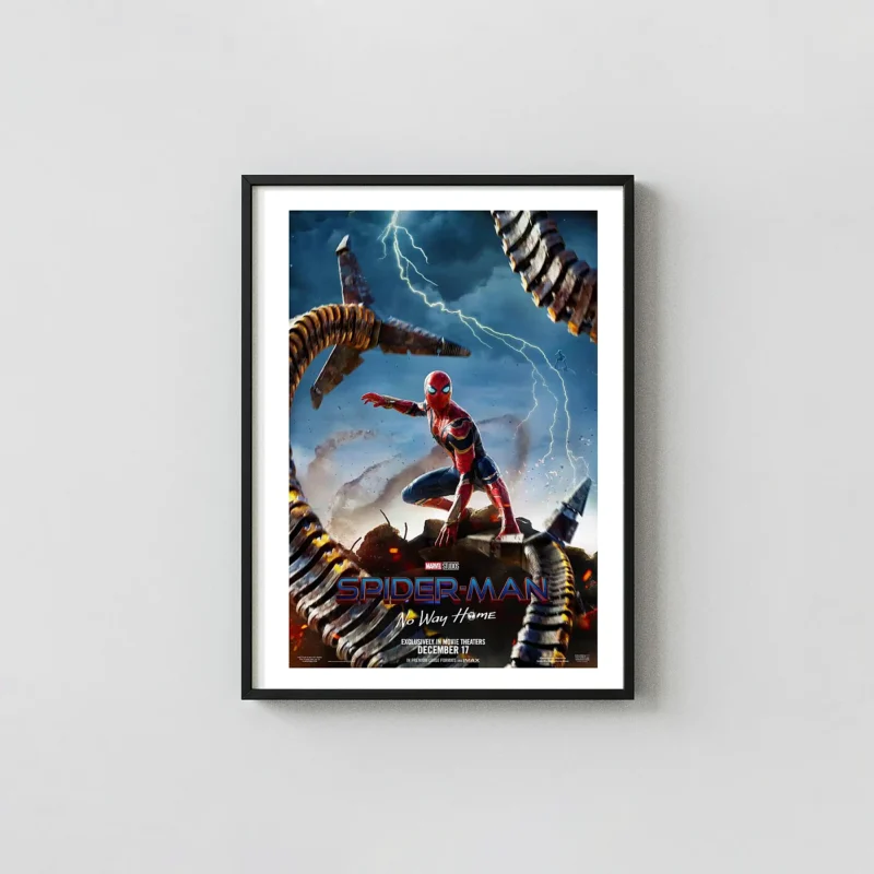 Spider-Man: No Way Home Movie Poster – Doctor Octopus Tentacles Battle Poster: Modern Superhero Wall Action & Adventure Movie Posters xe2x80x93 Portrait Frame Wall Art Mockup | MerchFuse