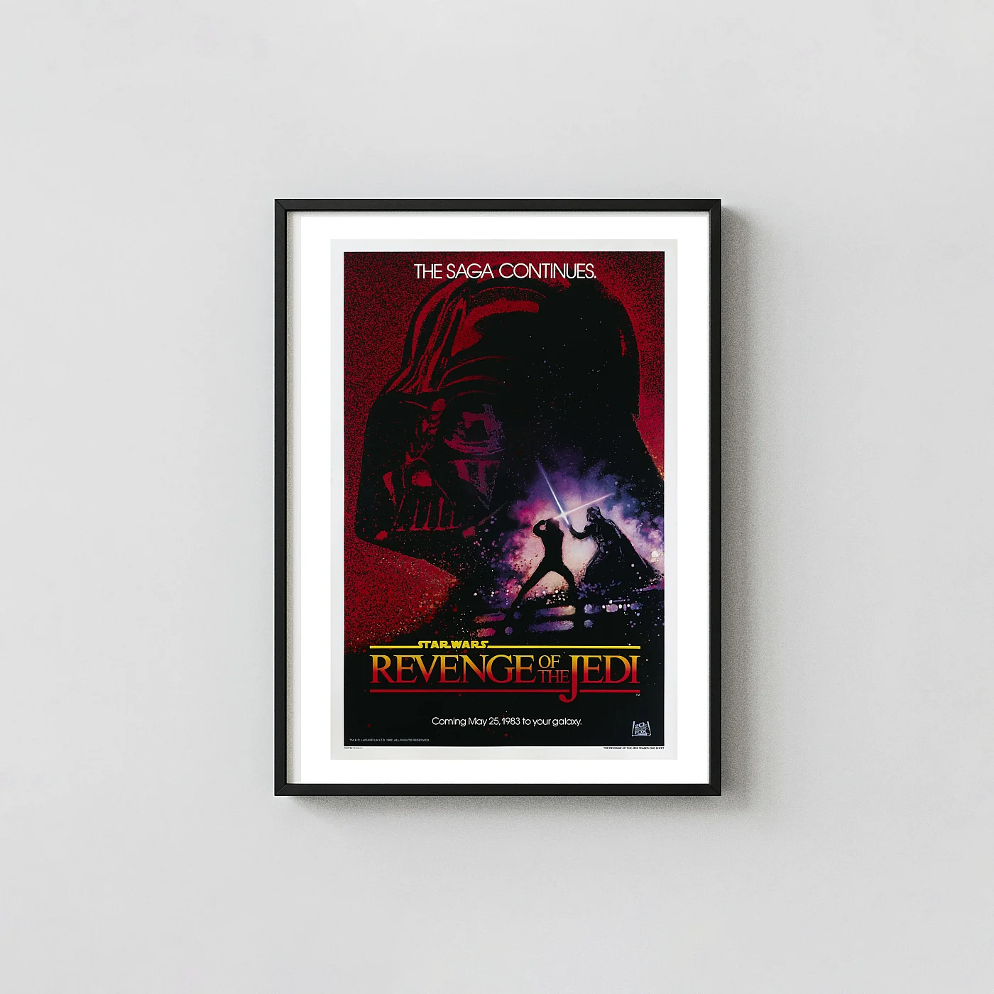 Star Wars: Revenge of the Jedi (1983) Original Teaser Movie Movie Posters xe2x80x93 Portrait Frame Wall Art Mockup | MerchFuse