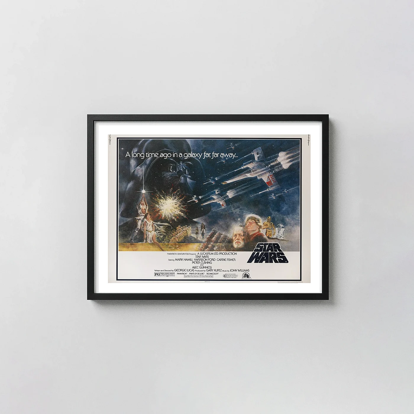 Star Wars: A New Hope (1977) Style B Original Theatrical Movie Poster - Vintage Wall Art Print Star Wars: A New Hope (1977) Style B Original Theatrical Movie Poster - Vintage Wall Movie Posters Xe2X80X93 Landscape Frame Wall Art Mockup | Merchfuse