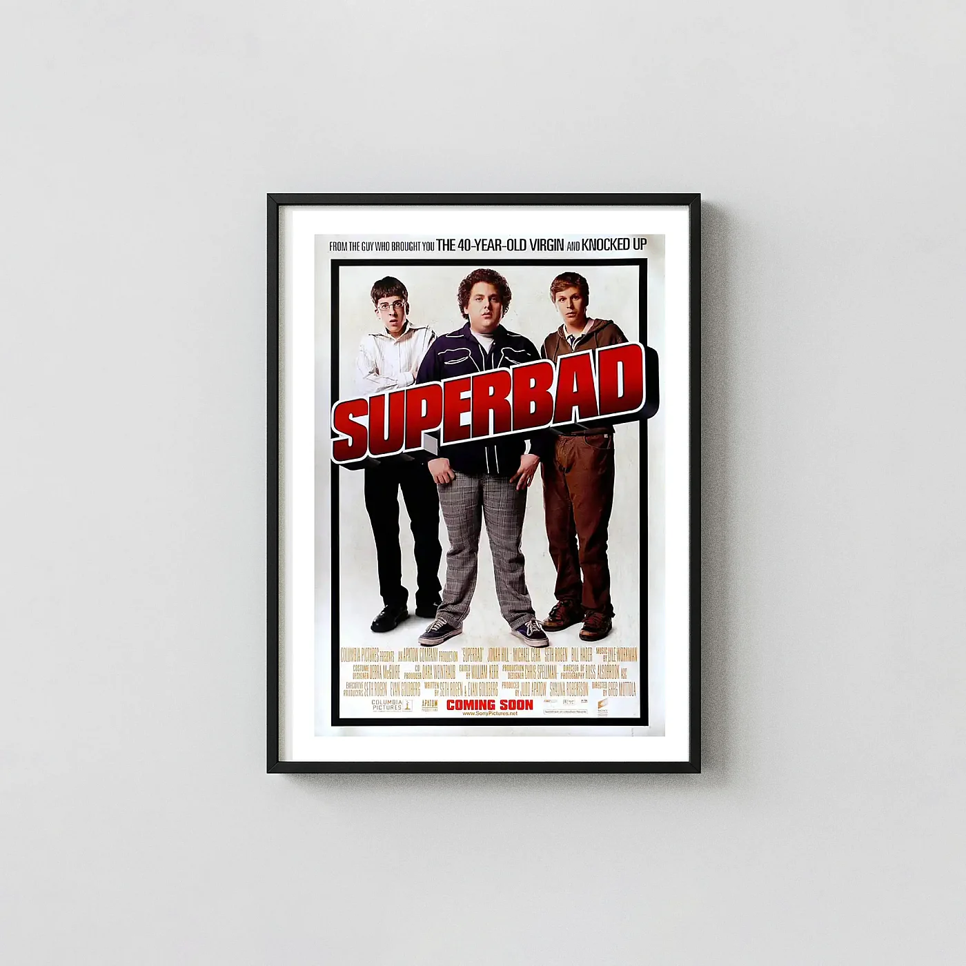 Superbad Movie Poster – Iconic Poster: Modern Comedy Wall Animation and Anime Posters xe2x80x93 Portrait Frame Wall Art Mockup | MerchFuse