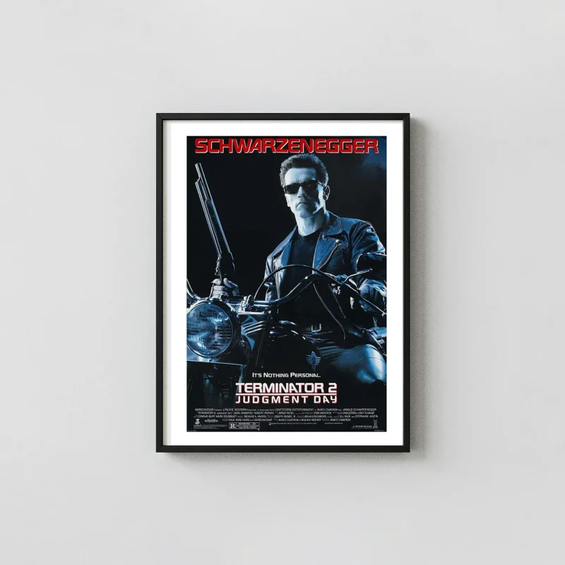 Terminator 2: Judgment Day Movie Poster – Collector Poster: Modern Sci-Fi Wall Minimalist Movie Poster xe2x80x93 Portrait Frame Wall Art Mockup | MerchFuse