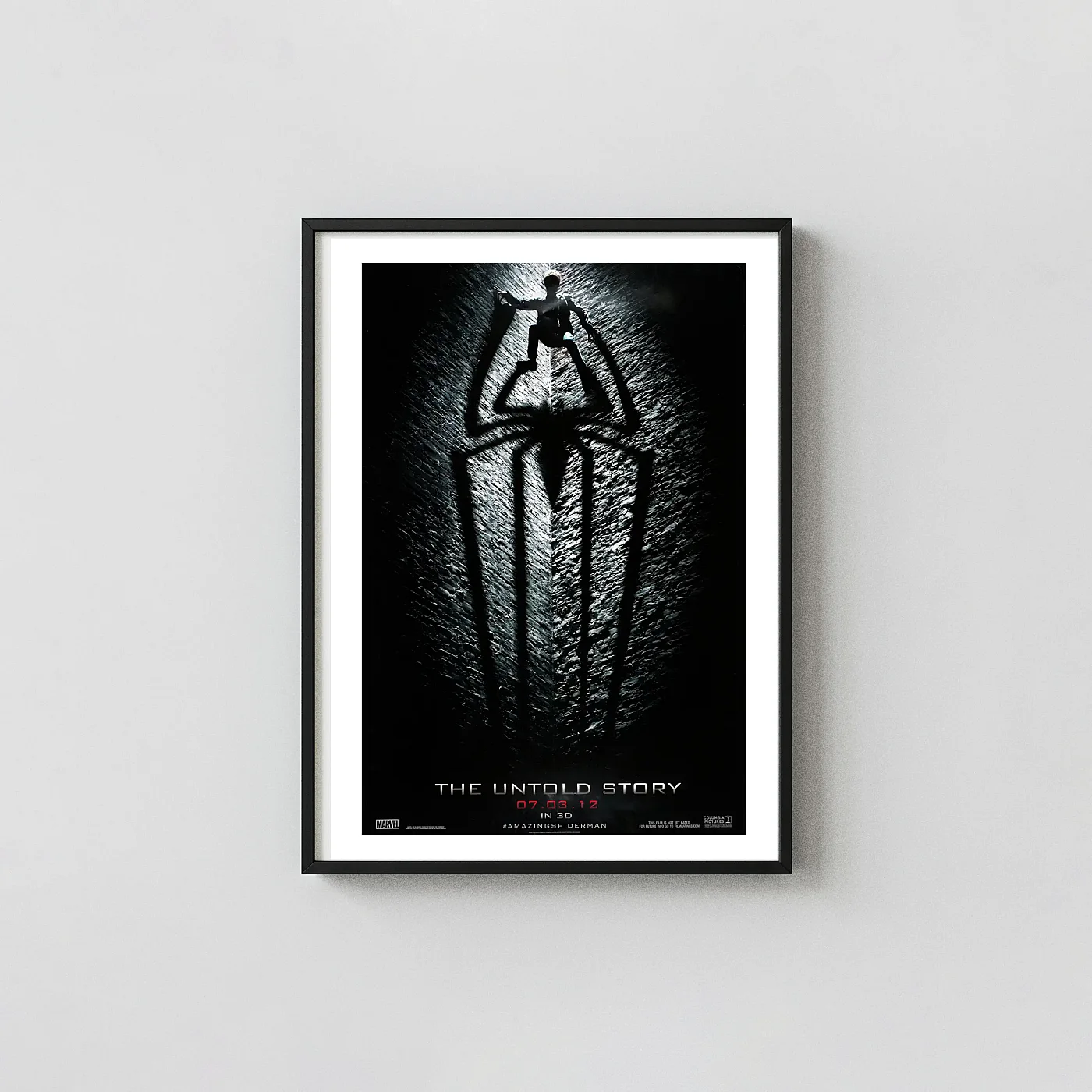 The Amazing Spider-Man (2012) Movie Poster – Iconic Poster: Modern Superhero Wall Art Print The Amazing Spider-Man (2012) Movie Poster – Iconic Poster: Modern Superhero Wall Action &Amp; Adventure Movie Posters Xe2X80X93 Portrait Frame Wall Art Mockup | Merchfuse