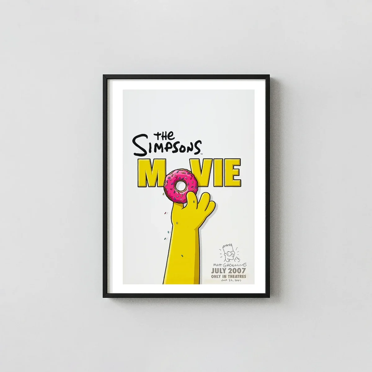 The Simpsons Movie Movie Poster – 2007 Minimalist Poster: Minimalist Wall Action & Adventure Movie Posters xe2x80x93 Portrait Frame Wall Art Mockup | MerchFuse