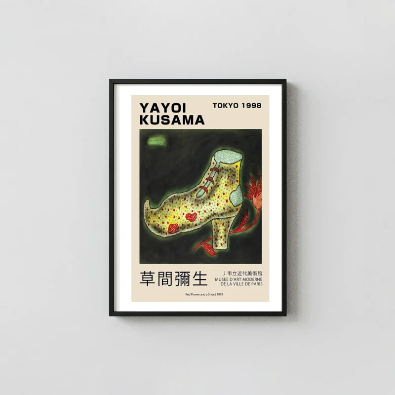 Yayoi Kusama Shoe Print - 1979 Red Flower Tokyo Exhibition Poster