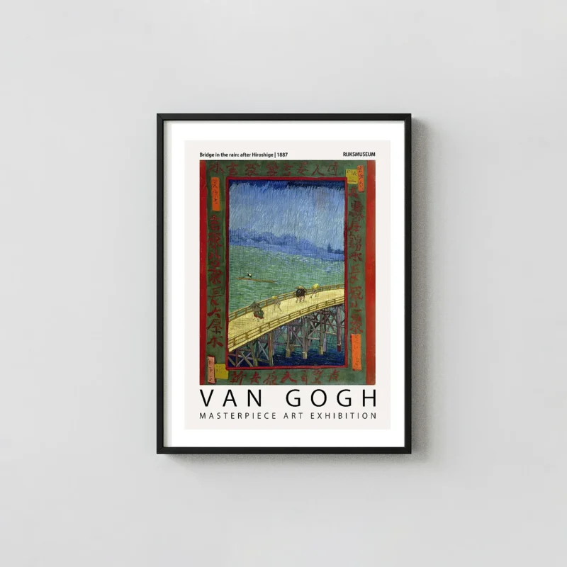 Classic Van Gogh Bridge in the Rain - Japanese Woodblock Style Art Print