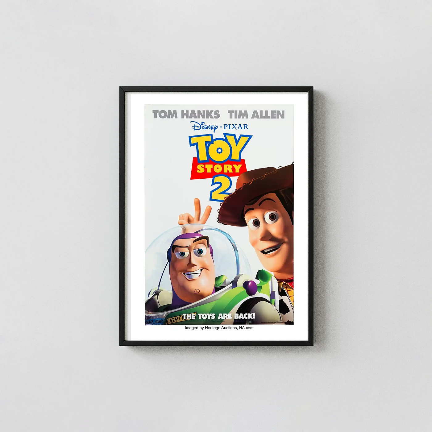 Toy Story 2 Movie Poster (1999) | Woody & Buzz Lightyear "The Toys Are Back!" Animation and Anime Posters xe2x80x93 Portrait Frame Wall Art Mockup | MerchFuse