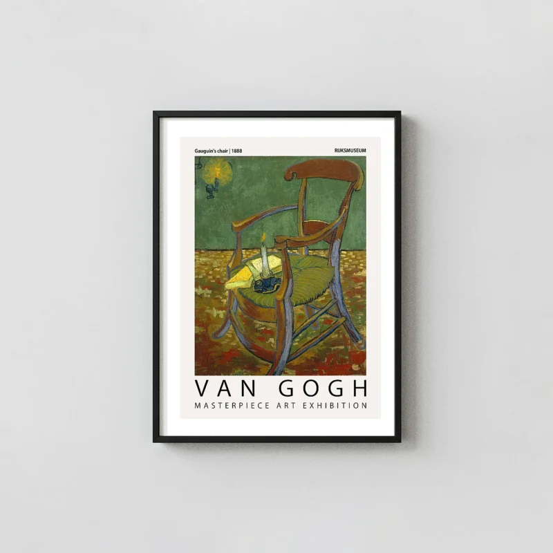 Authentic Gauguin's Chair print - Van Gogh 1888 Exhibition Art Gogh Prints xe2x80x93 Portrait Frame Wall Art Mockup | MerchFuse