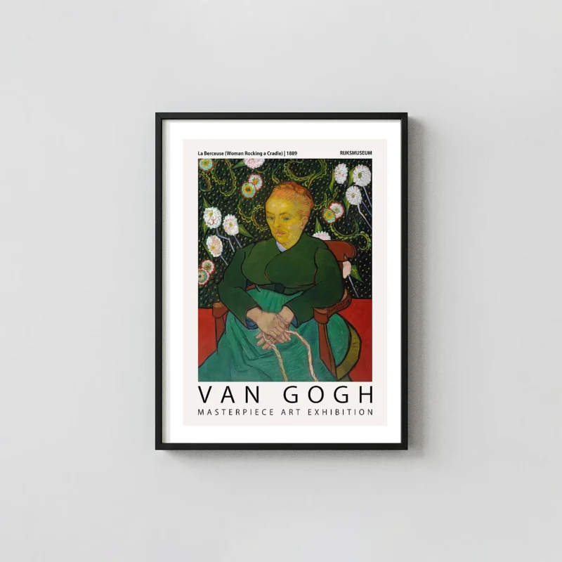 Exclusive Van Gogh La Berceuse Print - 1889 Post-Impressionist Gogh Prints xe2x80x93 Portrait Frame Wall Art Mockup | MerchFuse