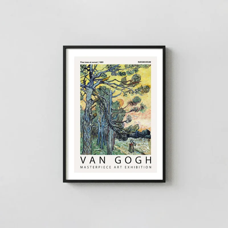 Classic Van Gogh Pine Trees - 1889 Sunset Landscape Exhibition Wall Art