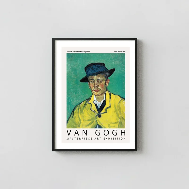 Classic Van Gogh Armand Roulin - 1888 Post-Impressionist Portrait Gogh Prints xe2x80x93 Portrait Frame Wall Art Mockup | MerchFuse