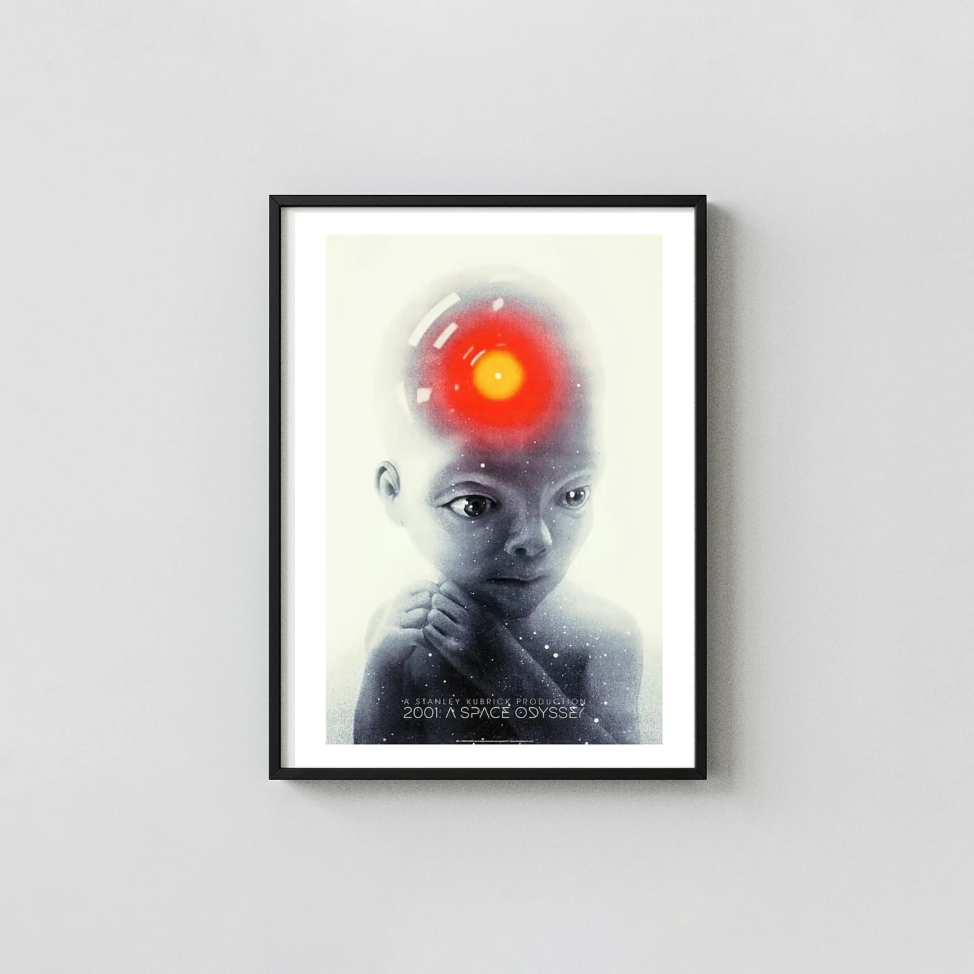 2001: A Space Odyssey &Quot;Star Child/Hal 9000&Quot; Mondo Poster By Greg Ruth 2001: A Space Odyssey &Quot;Star Child/Hal 9000&Quot; Mondo Poster By Greg Ruth 2001: A Space Odyssey Movie Poster Xe2X80X93 Portrait Frame Wall Art Mockup | Merchfuse