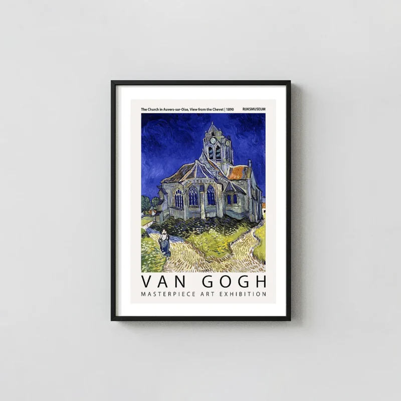 Authentic Van Gogh Church poster - Auvers-sur-Oise Fine Gogh Prints xe2x80x93 Portrait Frame Wall Art Mockup | MerchFuse