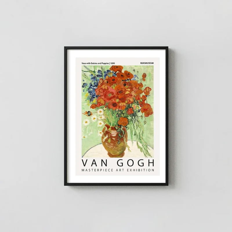 Exclusive Van Gogh Floral Poster - Vase with Daisies and Poppies Art