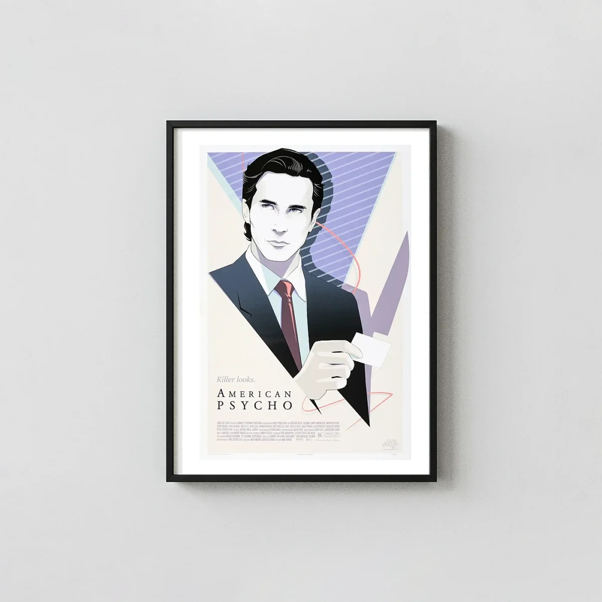 Patrick Bateman "Killer Looks" Craig Drake Mondo Art Poster | American Psycho Movie Horror Movies Posters xe2x80x93 Portrait Frame Wall Art Mockup | MerchFuse