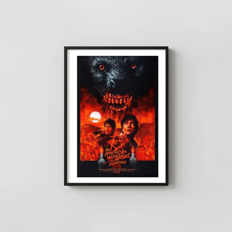 An American Werewolf in London Poster | Vance Kelly Cult Classic Horror Horror Movies Posters xe2x80x93 Portrait Frame Wall Art Mockup | MerchFuse