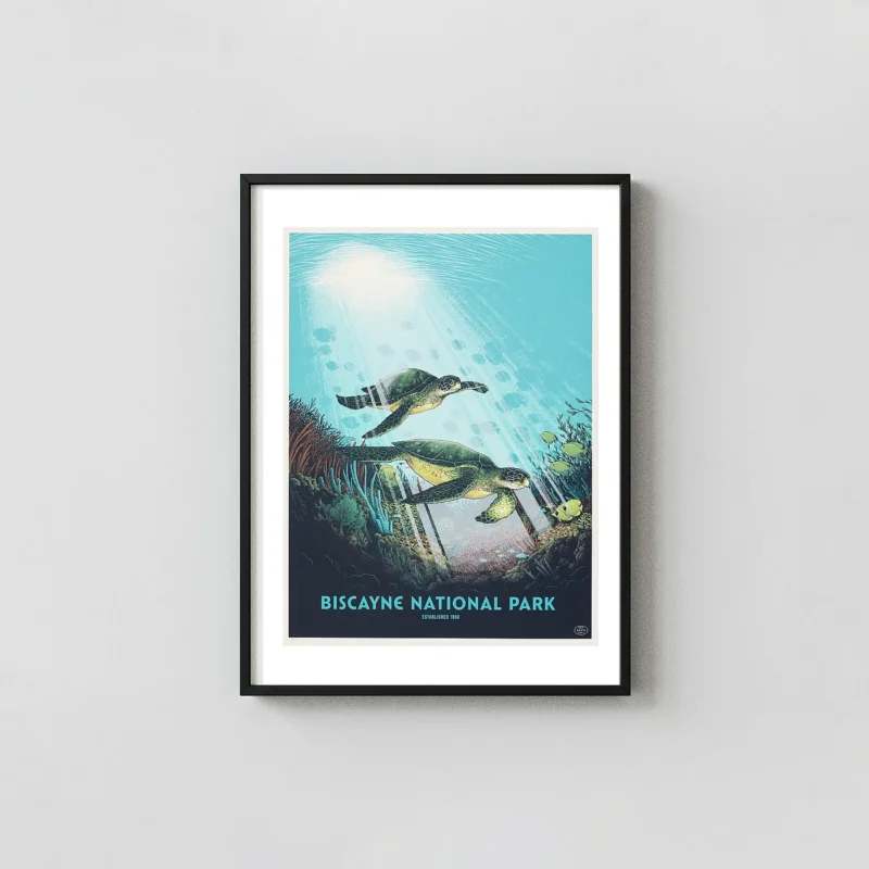 Biscayne National Park Poster | Retro Florida Keys Coral Reef Travel Art Print
