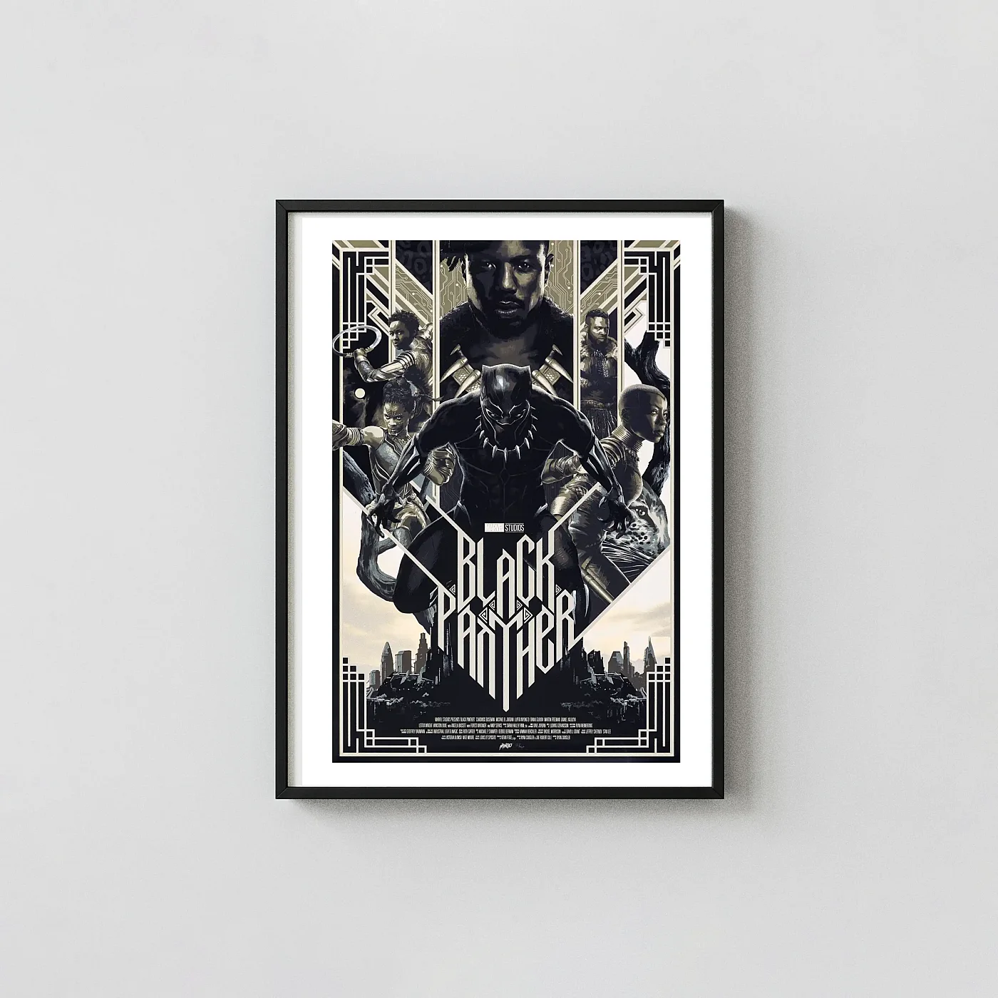 Marvel Studios' Black Panther Mondo Poster Art Print by Matt Taylor Black Panther Movie Posters xe2x80x93 Portrait Frame Wall Art Mockup | MerchFuse