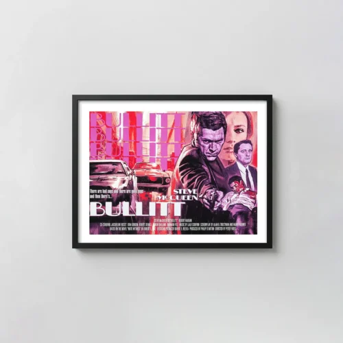 Bullitt Movie Poster | Steve McQueen 1968 Film Art Print | Psychedelic Neo-Noir Style