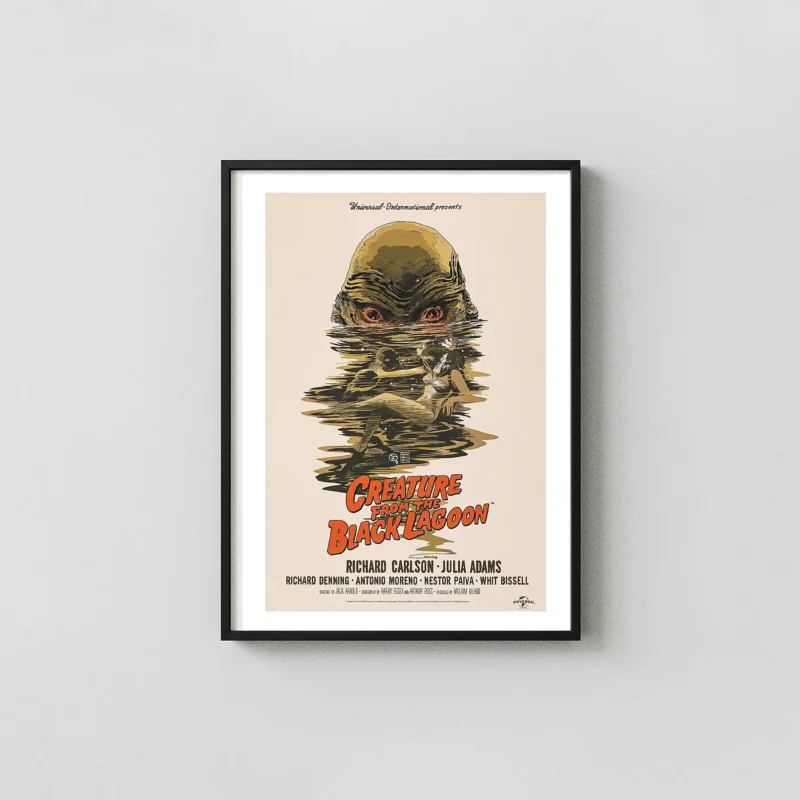 Creature from the Black Lagoon Mondo Poster by Francesco Francavilla | Universal Monsters Movie Posters xe2x80x93 Portrait Frame Wall Art Mockup | MerchFuse