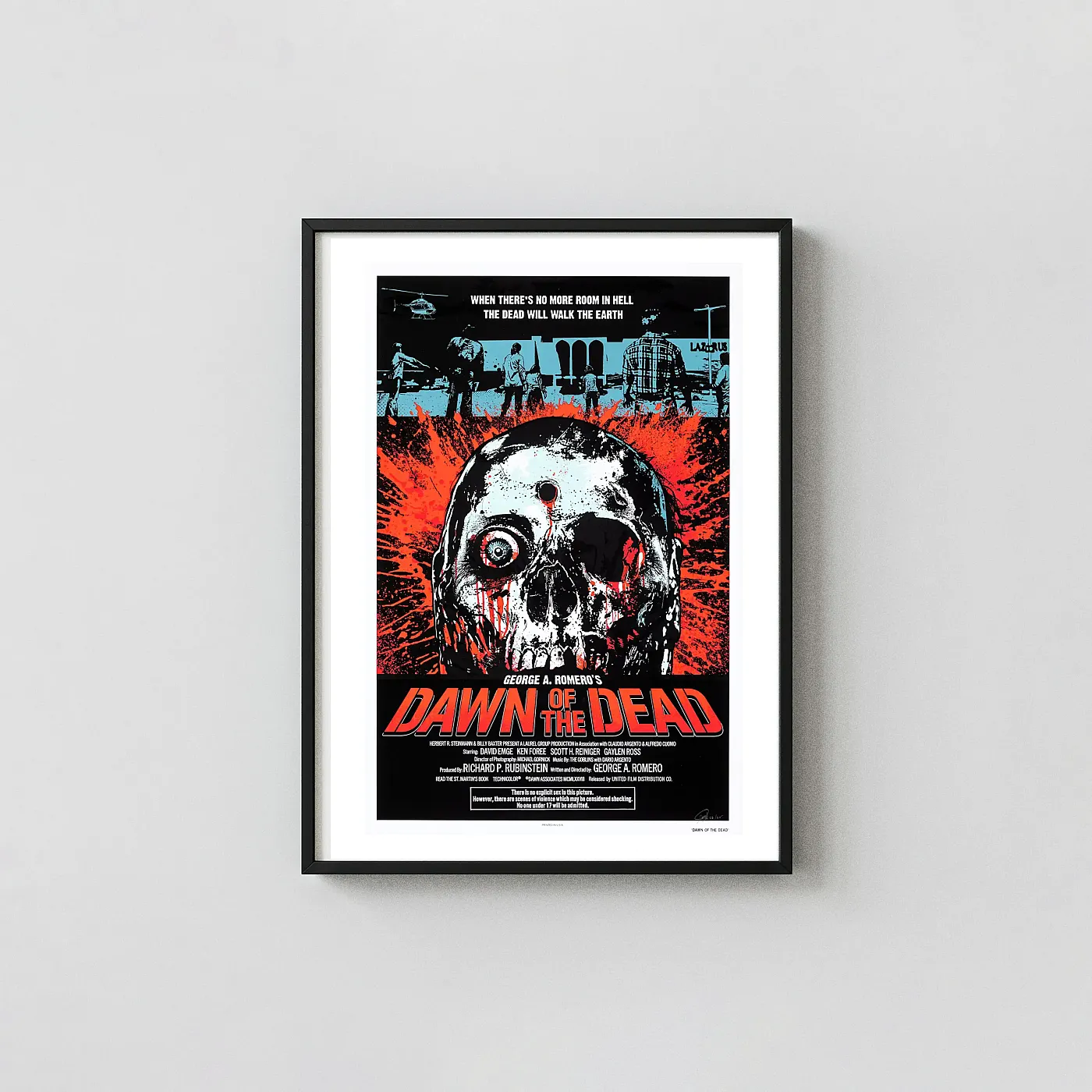 Dawn of the Dead (1978) Classic Movie Poster | George A. Romero Zombie Horror Film Horror Movies Posters xe2x80x93 Portrait Frame Wall Art Mockup | MerchFuse