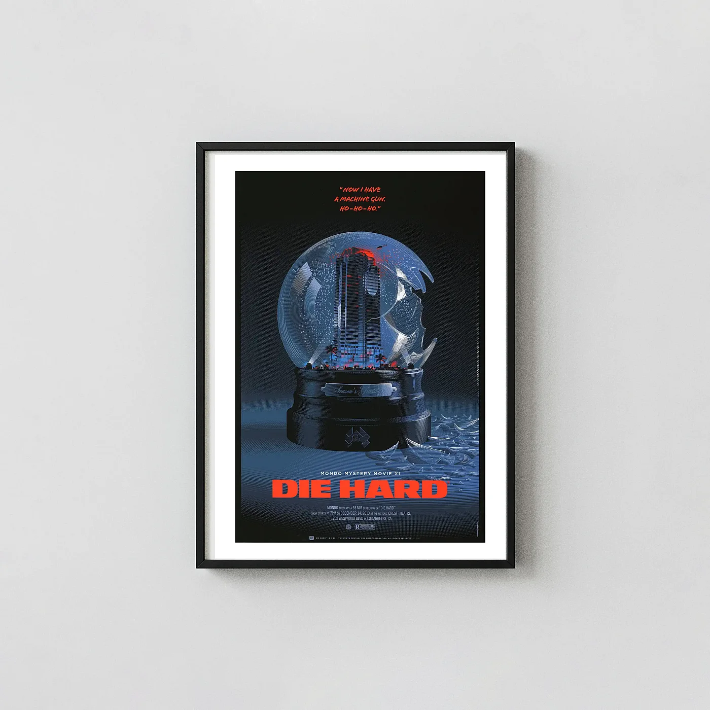Die Hard Laurent Durieux Mondo Poster - Nakatomi Plaza Snow Globe Art Print Die Hard Laurent Durieux Mondo Poster - Nakatomi Plaza Snow Globe Action &Amp; Adventure Movie Posters Xe2X80X93 Portrait Frame Wall Art Mockup | Merchfuse