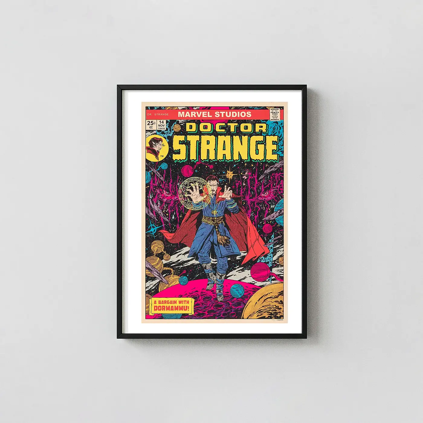 Doctor Strange Mondo Poster | A Bargain with Dormammu Comic Cover Art Movie Posters xe2x80x93 Portrait Frame Wall Art Mockup | MerchFuse