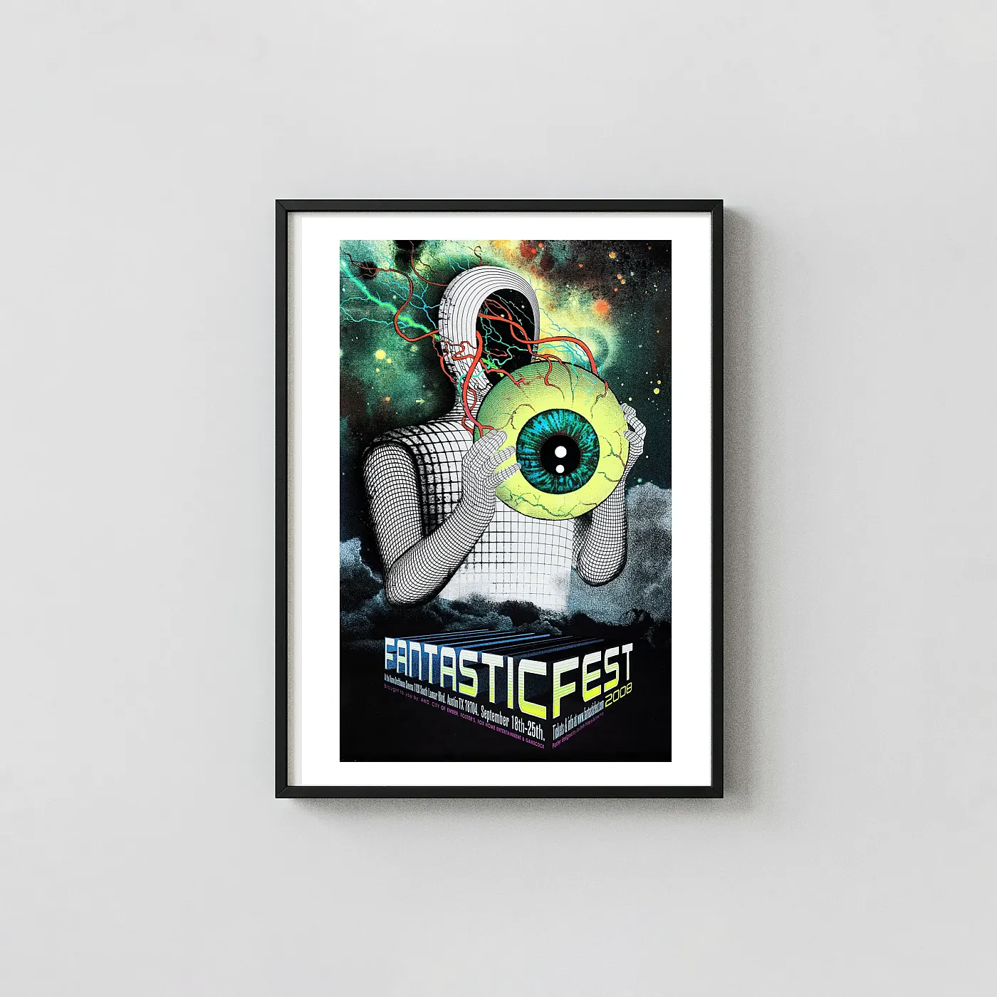 Fantastic Fest 2008 Poster by Jon Smith | Mondo Sci-Fi Movie Posters xe2x80x93 Portrait Frame Wall Art Mockup | MerchFuse