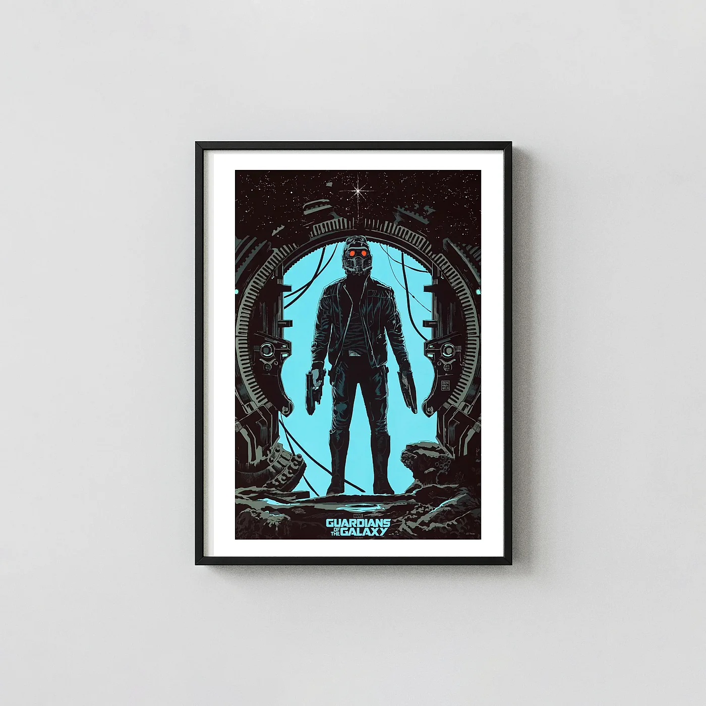 Star-Lord Mondo Poster by Francesco Francavilla | Guardians of the Galaxy Movie Posters xe2x80x93 Portrait Frame Wall Art Mockup | MerchFuse