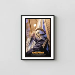 John Carpenter's Halloween Art Print: Michael Myers in the Closet (Jason Edmiston Mondo) Horror Movies Posters xe2x80x93 Portrait Frame Wall Art Mockup | MerchFuse