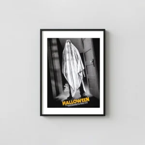 Halloween Ghost Michael Myers Poster | Gary Pullin Mondo Horror Movies Posters xe2x80x93 Portrait Frame Wall Art Mockup | MerchFuse