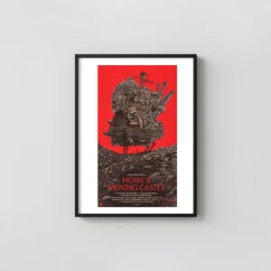 Howl's Moving Castle Olly Moss Mondo Poster | Studio Ghibli Anime Movie Posters xe2x80x93 Portrait Frame Wall Art Mockup | MerchFuse
