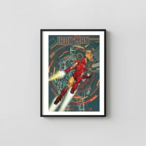 Kevin Tong Iron Man Mondo Poster | Tony Stark AP 14 Design Movie Posters xe2x80x93 Portrait Frame Wall Art Mockup | MerchFuse