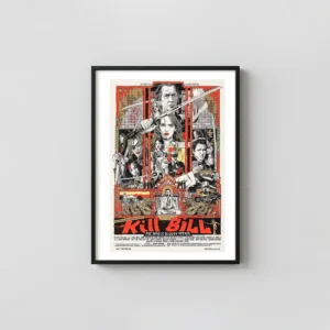 Kill Bill: The Whole Bloody Affair Mondo Poster by Tyler Stout | High-Detail Kill Bill Movie Posters xe2x80x93 Portrait Frame Wall Art Mockup | MerchFuse
