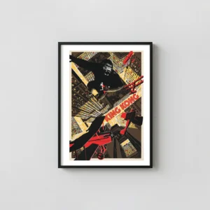 King Kong 1933 Climactic Poster by Chris Thornley - Empire State Building Showdown Art King Kong Movie Posters xe2x80x93 Portrait Frame Wall Art Mockup | MerchFuse