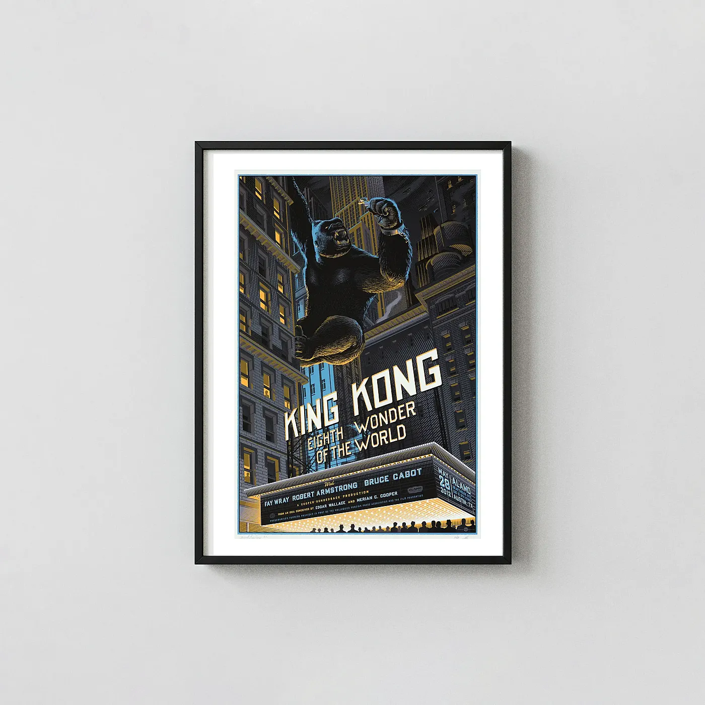King Kong Laurent Durieux Mondo Poster Print: Eighth Wonder of the World Art King Kong Movie Posters xe2x80x93 Portrait Frame Wall Art Mockup | MerchFuse