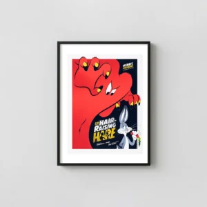 Bugs Bunny 'Hair-Raising Hare' Poster - Michael De Pippo Mondo Movie Posters xe2x80x93 Portrait Frame Wall Art Mockup | MerchFuse