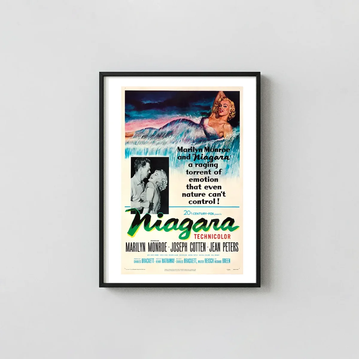 Vintage Niagara (1953) Movie Poster | Marilyn Monroe Film Noir Classic Movie Posters xe2x80x93 Portrait Frame Wall Art Mockup | MerchFuse