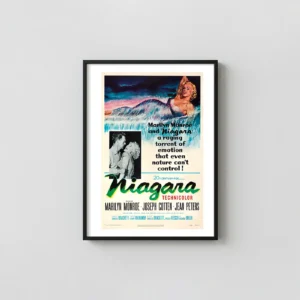 Vintage Niagara (1953) Movie Poster | Marilyn Monroe Film Noir Classic Movie Posters xe2x80x93 Portrait Frame Wall Art Mockup | MerchFuse