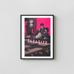 Rory Kurtz 'Parasite' Mondo Movie Poster (Neon Edition) | Bong Joon-ho Horror Movies Posters xe2x80x93 Portrait Frame Wall Art Mockup | MerchFuse