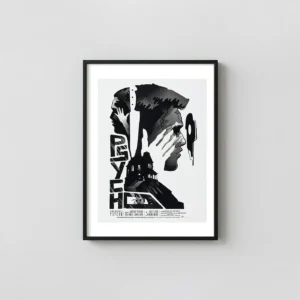 Alfred Hitchcock's Psycho Mondo Poster by We Buy Your Kids (WBYK) - Horror Film Horror Movies Posters xe2x80x93 Portrait Frame Wall Art Mockup | MerchFuse