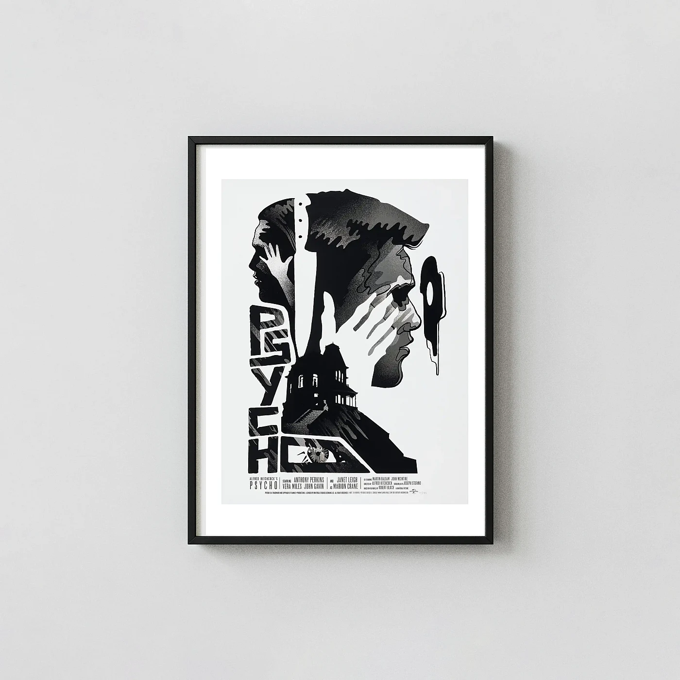 Alfred Hitchcock's Psycho Mondo Poster by We Buy Your Kids (WBYK) - Horror Film Horror Movies Posters xe2x80x93 Portrait Frame Wall Art Mockup | MerchFuse
