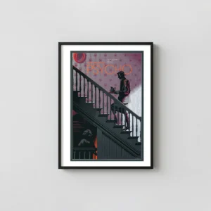 Psycho Movie Poster by Laurent Durieux - Classic Hitchcock Horror Horror Movies Posters xe2x80x93 Portrait Frame Wall Art Mockup | MerchFuse