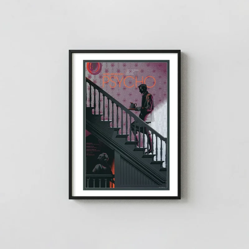 Psycho Movie Poster by Laurent Durieux - Classic Hitchcock Horror Art Print