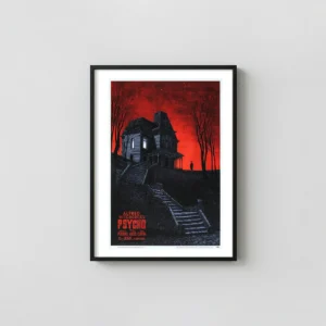 Daniel Danger Mondo Poster: Alfred Hitchcock's Psycho Bates House Horror Movies Posters xe2x80x93 Portrait Frame Wall Art Mockup | MerchFuse