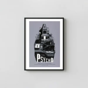 Psycho Mondo Poster by Adam Simpson | Alfred Hitchcock Horror Film Horror Movies Posters xe2x80x93 Portrait Frame Wall Art Mockup | MerchFuse