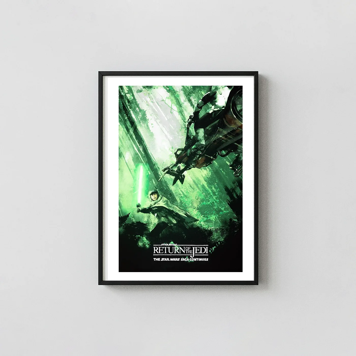 Return of the Jedi (1983) Illustrated Poster | Wall Movie Posters xe2x80x93 Portrait Frame Wall Art Mockup | MerchFuse