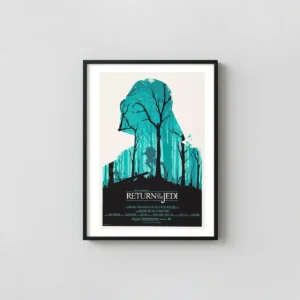 Return of the Jedi Poster: Olly Moss Vader – Endor Forest Minimalist Movie Posters xe2x80x93 Portrait Frame Wall Art Mockup | MerchFuse